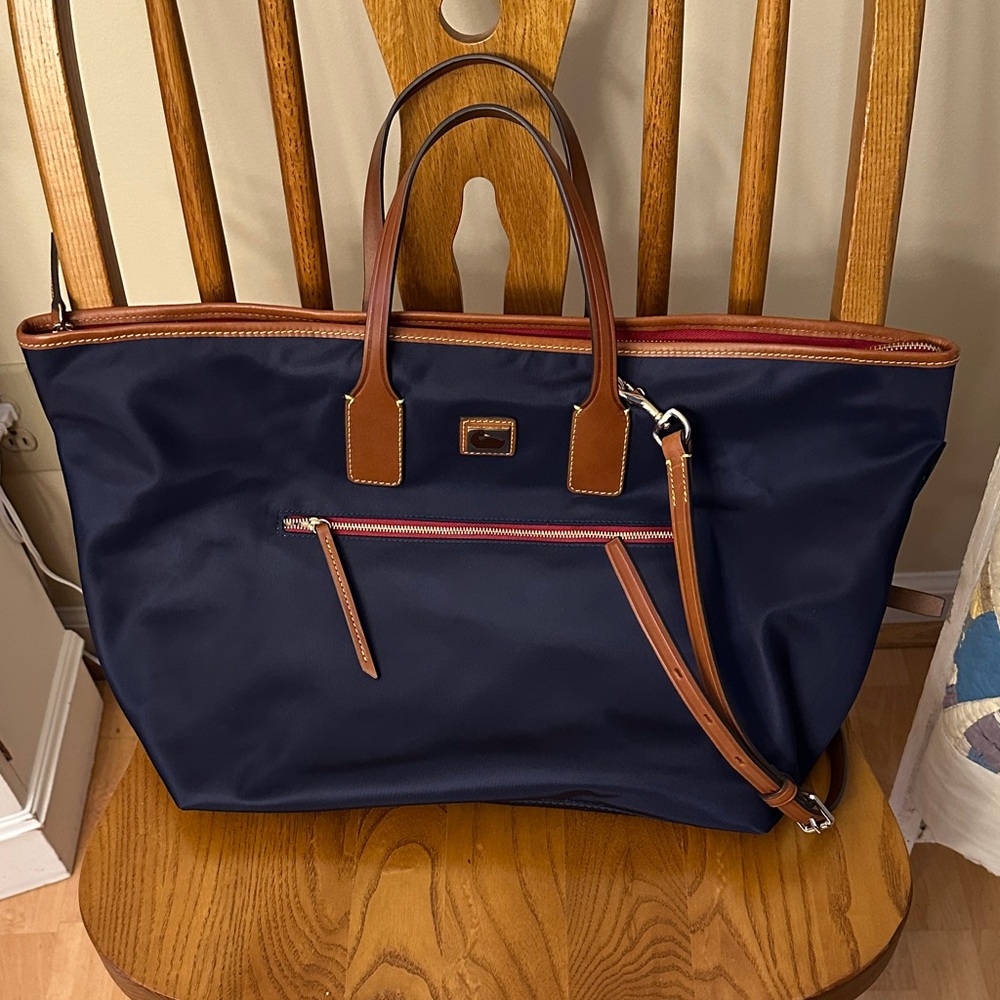 Navy and Brown Carry-on Duffle Style